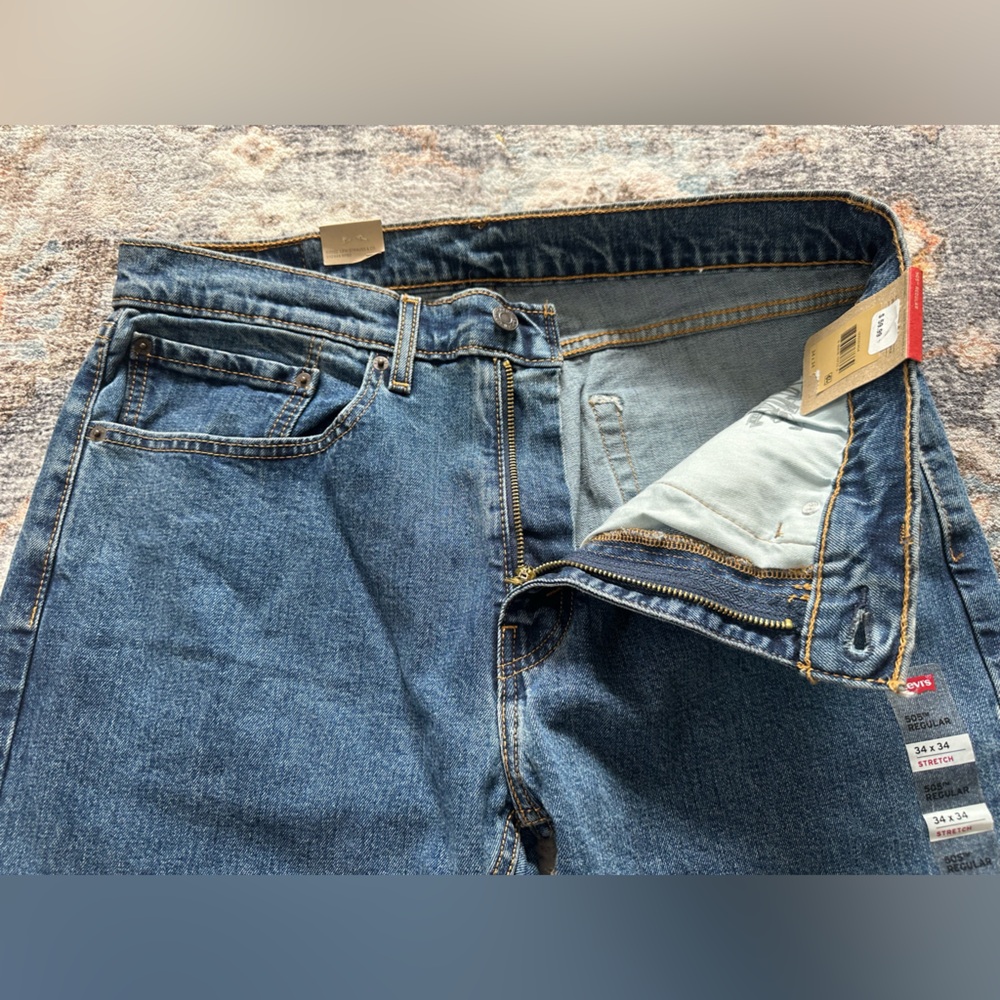 NWT Levi’s 505 Straight Fit Medium Wash Jeans - Size 34x34 - Picture 9 of 13